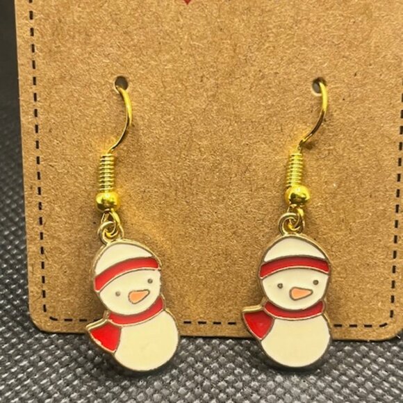3/$12~Snowman with Red Scarf Earrings - Picture 2 of 3